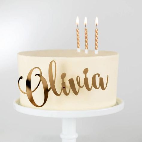 Personalised Acrylic Side On Cake Topper Name Toppers For Cakes, Personalized Cake Topper Birthday, Cricut Cake, Love Cake Topper, Name Decorations, Unique Cake Toppers, Gold Cake Topper, Cake Name, Backyard Movie