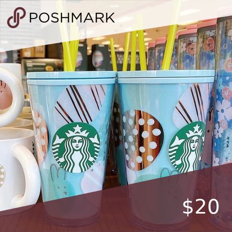 Starbucks | 2020 16-ounce Bunny Floral Tumbler Starbucks Water Bottle, Starbucks Siren, Spring Easter Eggs, Gold Tumbler, Starbucks Green, Floral Tumbler, Double Wall Tumblers, Blue Pastel, Starbucks Tumbler