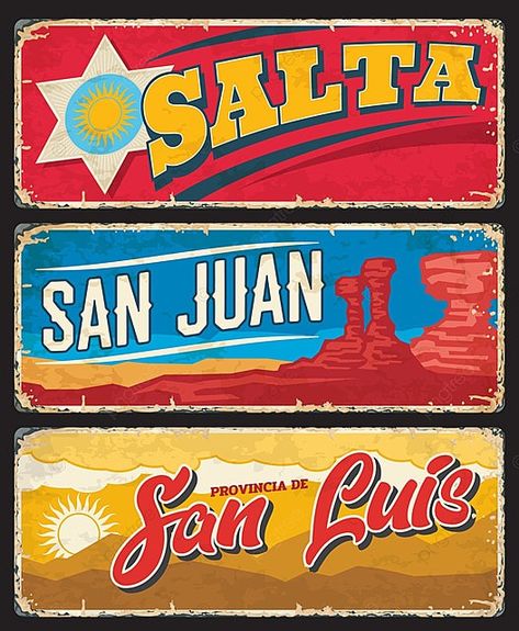 Salta San Juan Luis Bandera Argentina Lettering Design, Tin Signs, Tin, Clip Art, Signs