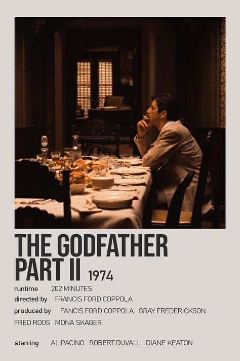 The Godfather Part Ii Poster, 1920s New York, The Godfather Poster, Vito Corleone, Godfather Movie, The Godfather Part Ii, Posters Minimalist, Movie Ideas, Robert Duvall