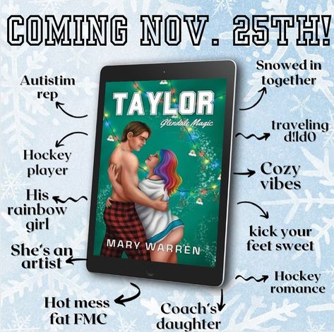 Looking for an escape. This sweet but spicy, holiday hockey romance is perfect. Taylor, a star defenseman, get snowed in with the coach’s daughter. They help each other learn and grow. There love is sweet and tender, but there’s plenty of spice (and a d!lol that keeps popping up in unexpected places 😉) Available for preorder now. Out Nov 25th. #fatgirlsinfiction #bookstagram #holidayromance #hockeyromance #plussizeromance #glendalemagic #romancebooks #romancereader #snowedin #plussize #... Hockey Romance Books, 2025 Books, Holiday Romance Books, Professor Venomous, Books Spicy, Reading Journal Ideas, Hockey Romance, Fiction Books Worth Reading, Tbr Pile