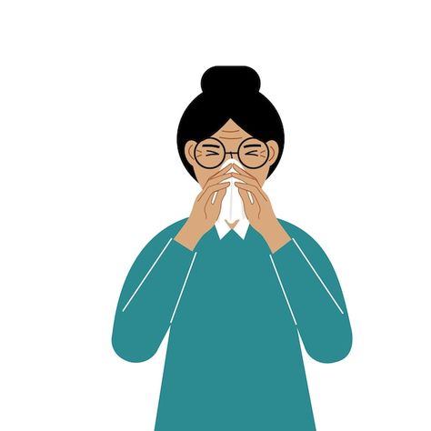 Sick Person, Bad Smell, Seasonal Allergies, Psd Icon, Flat Illustration, Vector Photo, His Hands, Premium Vector, Allergies