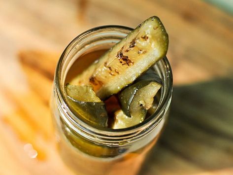 Grilled Pickles, Grilled Snacks, Cooked Cucumber, Spicy Pickles, In A Pickle, Cucumbers And Onions, Serious Eats, Sauce Tomate, Sushi Bar