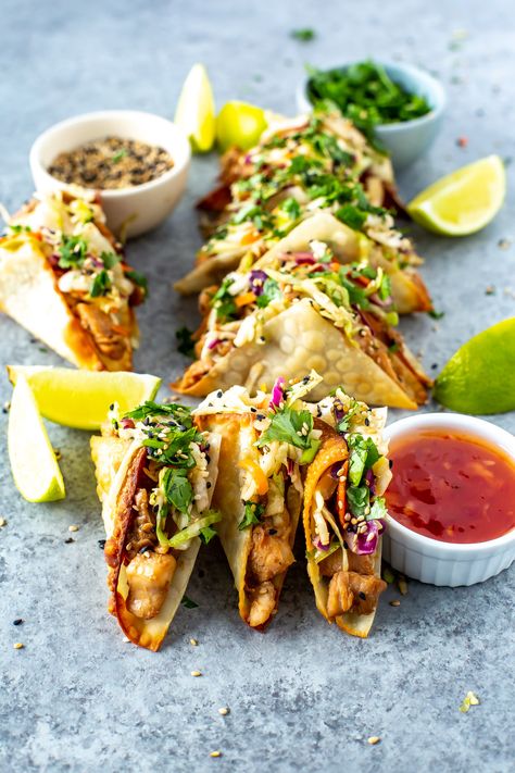 Apple Bees Wonton Tacos, Applebee's Chicken Wonton Tacos, Applebees Chicken Wontons, Applebees Wonton Tacos, Recipes Using Wonton Wrappers, Won Ton Tacos, Wonton Chicken Tacos, Chicken Wonton Tacos, Pasti Fit