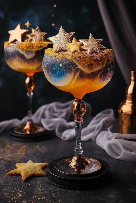 Cosmic Cocktails, Magic Desserts, Kingdom Building, Fantasy Food, 귀여운 음식 그림, Food Fantasy, Fancy Drinks, Pretty Drinks, Fancy Food