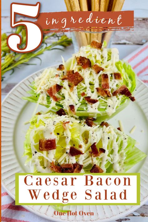 Bacon Wedge Salad, Wedge Salad Dressing, Lettuce Wedge Salad, Wedge Salad Recipes, Zesty Salad, Salads For A Crowd, Wedge Salad, Caesar Salad Dressing, Caesar Salad Recipe