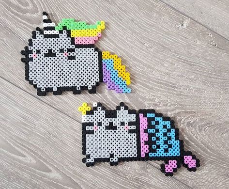 Kawaii Pusheen, Mermaid Unicorn, Easy Perler Beads Ideas, Beaded Jewlery, Diy Perler Beads, Iron Beads, Perler Beads Designs, Craft Lovers, Perler Bead Art