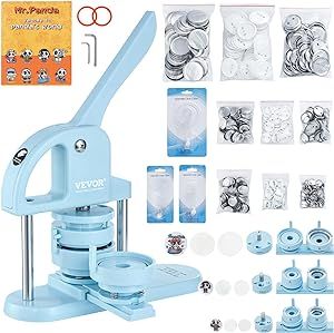 VEVOR Button Maker, 1/1.25/2.28 inch(25/32/58mm) 3-in-1 Pin Maker, 300pcs Button Parts, Ergonomic Arc Handle Punch Press Kit, Button Maker Machine with Panda Magic Book, for Children DIY Gifts, Blue Pin Maker, Button Maker, Diy Gifts For Kids, Press Kit, Magic Book, Sewing Notions, Sewing Stores, 3 In 1, Book Gifts