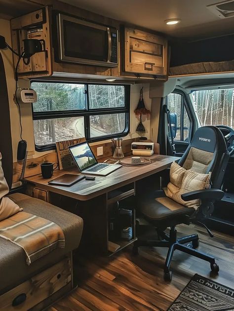 Yellow Kitchen Cabinets, Rv Interior Remodel, Bus Living, Kombi Home, Gustave Eiffel, Van Conversion Interior, Bus House, Rv Homes, Remote Working