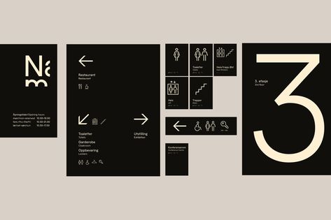 Nasjonalmuseet by Metric. #branding #design #museum การออกแบบ Ui Ux, Museum Branding, Museum Logo, Wayfinding Signage Design, Navigation Design, Way Finding, Sign System, Wayfinding Design, Wayfinding System