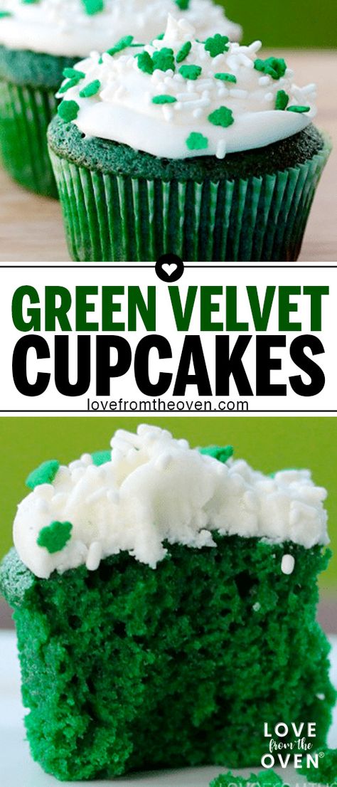 Saint Patricks Desserts Ideas, Green Velvet Cupcakes St Patrick, St Patricks Day Baking Ideas Kids, Green Velvet Cake St Patrick, St Patrick’s Day Cupcake Cake, Green Cookies St Patrick, St Patricks Day Cake Recipes, St Patricks Day Green Muffins, Saint Pattys Desserts