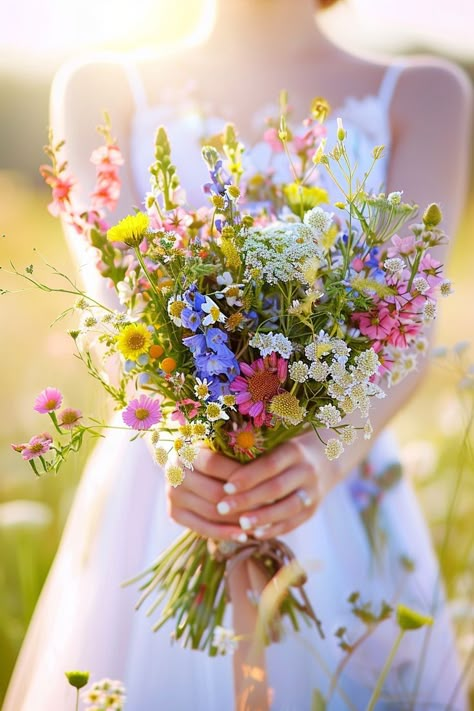 Wildflower Bridal Bouquets, Wildflower Wedding Theme, Wildflower Wedding Bouquet, Pastel Bouquet, Gift Flowers, Wedding Bouquets Pink, Prom Flowers, May Weddings, Wildflower Bouquet