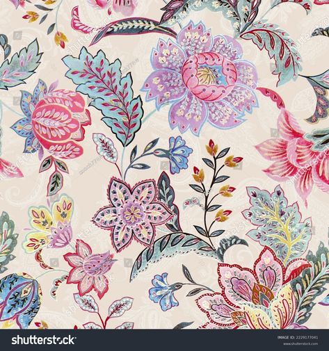 Silky Pattern, Rose Print Pattern, Botanical Flowers Print, Ajrakh Prints, All Over Design, Paisley Art, Textile Prints Design, Border Embroidery Designs, Geometric Pattern Design