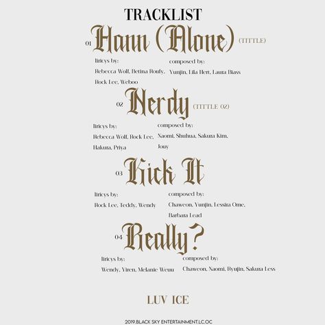 What That? TRACKLIST debut Kpop Tracklist, Group Names Ideas, Rock Lee, Album Cover Design, Debut Album, Kpop Groups, Cover Design, Album Covers, Real Life