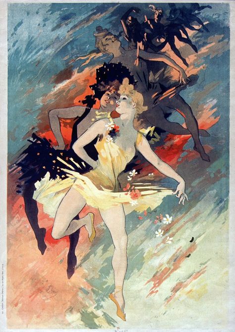 Jules Chéret - Dance, 1891 Jules Cheret, Art Nouveau Poster, Art Et Illustration, Modern Poster, Vintage Advertisement, Poster Vintage, Fine Arts Posters, Claude Monet, Vintage Poster