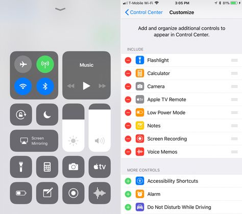 One of the biggest visual changes in iOS 11 is the new Control Center. Control Center, Ios 11, Screen Mirroring, Apple Ios, Software Update, Iphone And Ipad, Tv Remote, Apple Tv, Flashlight