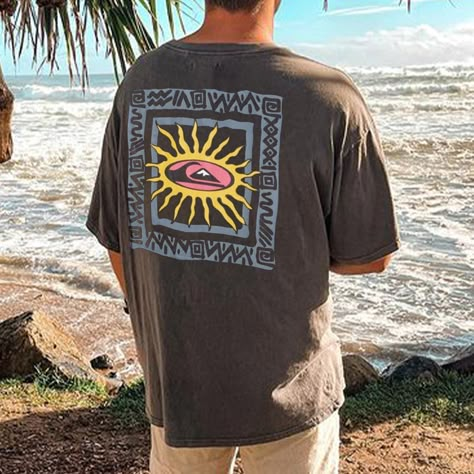 Flydik Tropical Tshirts, Surfer Outfit, Surf Style Men, Shirt Outfit Ideas, Sleeve Placket, Surf Design, Surf Tshirt, Surf Outfit, Vintage Surf