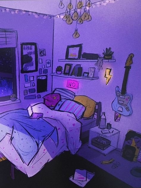 Anime Bedroom Drawing Aesthetic, Lofi Drawings Room, Anime Rooms Drawings, Cartoon Room Drawing, Dream Bedroom Drawing, Bedroom Art Reference, Drawings Of Bedrooms, Room Illustration Bedroom, Bedroom Drawing Illustrations