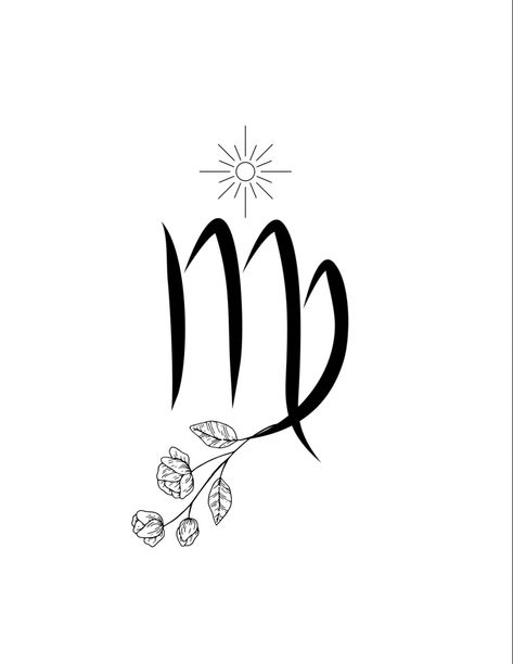 Virgo Tattoo Ideas Unique, Virgo Zodiac Tattoo For Women, Virgo Elements Tattoo, Virgo Sister Tattoos, Virgo Neck Tattoos Women, Floral Virgo Tattoo, Virgo Ear Tattoo, Virgo Symbol Aesthetic, Virgo Tattoo Stencils