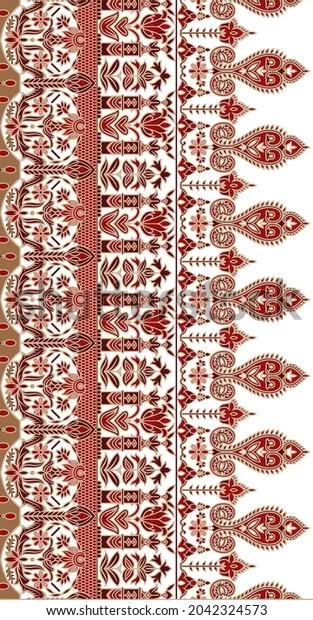 Floral Border Color Full Beautiful Stock Illustration 2042324573 Kurti Border Design, Pasly Pattren, Png Border, Flower Pattern Design Prints, Rose Flower Png, Kashmiri Work, Pichwai Art, Ethnic Pattern Design, Border Lace