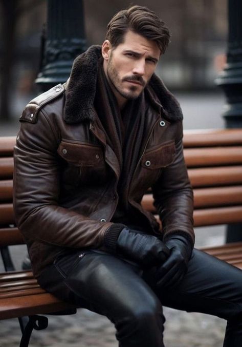 Leather Jacket Outfit Men, Leather Fashion Men, Leather Jacket Men Style, Mens Leather Clothing, Mens Leather Pants, Sheepskin Jacket, Leather Jacket Outfits, Jackets Men Fashion, Mens Fashion Casual Outfits