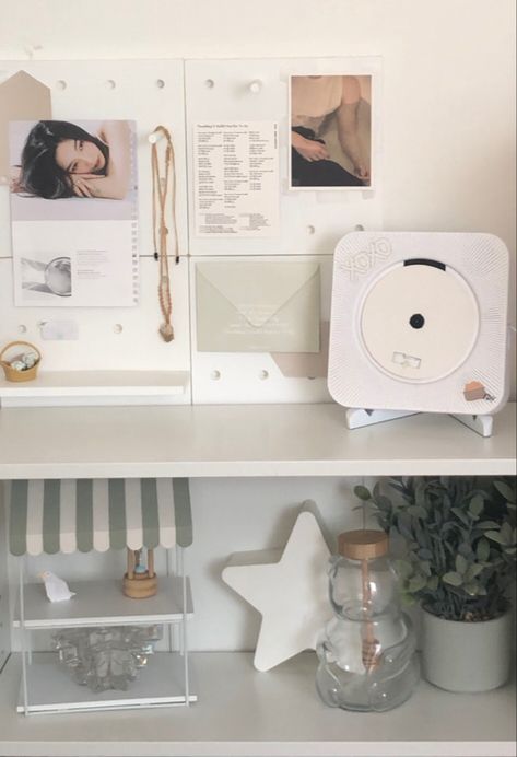 Coquette Shelf, Kpop Shelf Ideas, Aesthetic Shelf, Kpop Shelf, Aesthetic Room Ideas, Pinterest Room Decor, Home Board, Room Desk, Cute Room Ideas