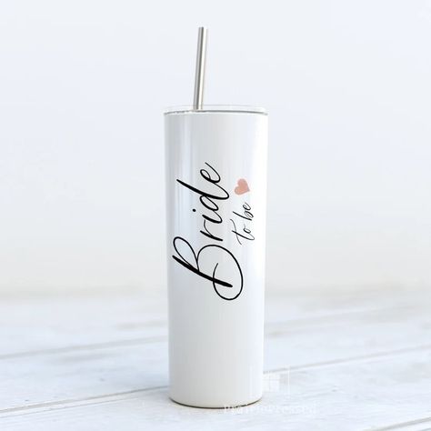 Engagement Tumbler, White Tumbler, Floral Tumbler, Wedding Party Gift, Steel Straw, Future Bride, Stainless Steel Straws, Bride To Be, Gifts For Wedding Party