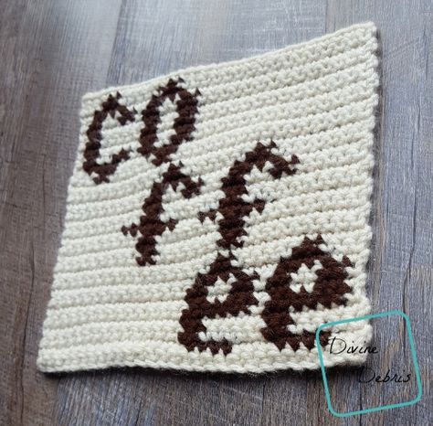 Coffee Tapestry Square Afghan Project – Square1 - free crochet pattern Coffee Crochet, Caron One Pound Yarn, Foundation Single Crochet, Crochet Fun, Coffee Theme, All Free Crochet, Afghan Patterns, Tapestry Crochet, Afghan Crochet Patterns