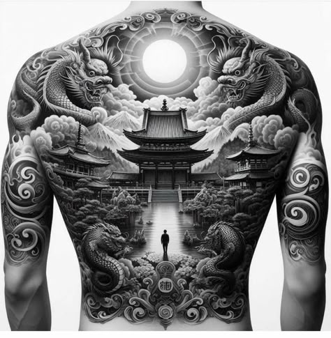 Back Tattoo Men Full, Dragon And Samurai Tattoo, Samurai Full Back Tattoo, Hannya Back Tattoo, Tattoo Espalda Hombre, Tattoo Japonais, Chest Tattoo Stencils, Tattoo Espalda, Japanese Back Tattoo