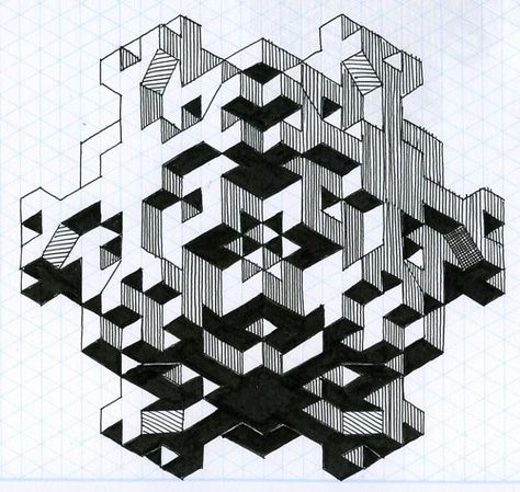 three letter word for art: Fun with Isometric Graph Paper Paul Heaston, Isometric Graph Paper, Isometric Paper, Isometric Cube, Graph Paper Designs, Isometric Drawing, Graph Paper Drawings, Graph Paper Art, Isometric Art