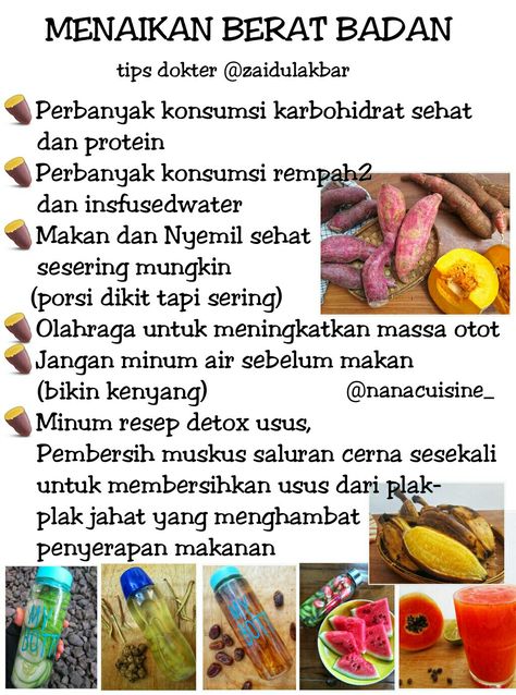 Tips Gemuk Sehat, Tips Menaikkan Berat Badan, Tips Gemuk Badan, Healthy Juice Drinks, Resep Diet, Herbal Drinks, Herb Recipes, Herbal Recipes, Makanan Diet