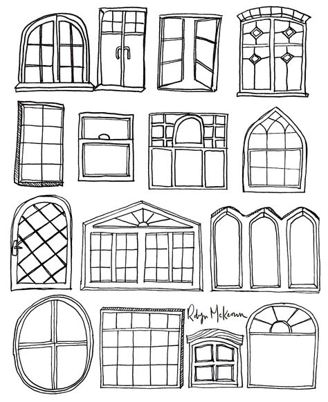 How To Draw A Window, Window Doodle, Quirky Buildings, Advent Windows, City Drawings, House Sketches, Window Sketch, Winter Houses, Cobblestone Path