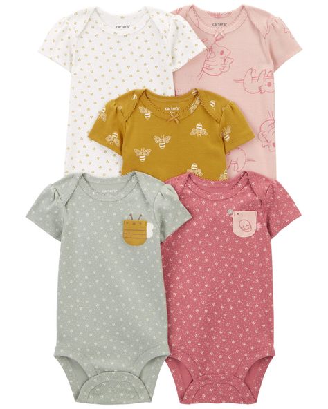 Multi Baby 5-Pack Short-Sleeve Bodysuits | carters.com Etsy Baby Clothes, Woman Costumes, Bebe Clothing, Baby Wishlist, Baby 5, Baby #5, Boys Summer Outfits, Carters Baby Boys, Animal Coloring