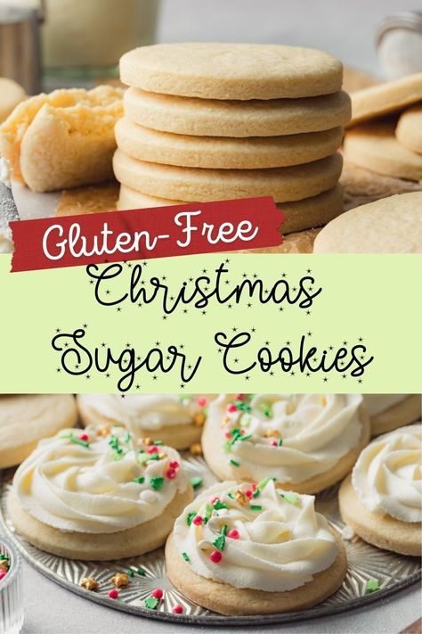 The best gluten-free Christmas sugar cookie recipe, perfect for holiday baking. These gluten-free Christmas sugar cookies are a classic; great for a cookie exchange or gluten-free cookie plate. Kids love decorating these easy to make cut-out cookies. Soft Gluten Free Sugar Cookies, Gluten Free Chewy Sugar Cookies, Gf Df Sugar Cookies, Gluten Free Cookie Sticks, Gf Cookies Christmas, Gluten Free Soft Cookies, Snickerdoodle Cookies Gluten Free, Gluten Free Sugar Free Christmas Cookies, Gluten Free Cutout Cookies