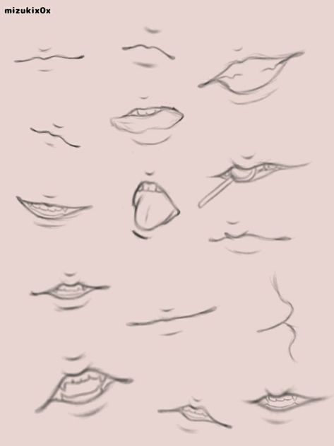 Lips Anime Reference, How To Draw Anime Mouth Female, Female Face Reference Drawing Anime, Lips Reference Drawing Male, Anime Mouth Drawing Easy, Smirking Mouth Drawing, How To Make Anime Lips, How To Draw A Smirk Smile, Smirk Art Reference