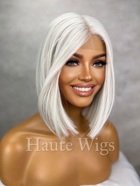 12 Inch Wig, Platinum Blonde Bob, Platinum Blonde Bobs, Silver White Hair, Blonde High, Brown With Blonde Highlights, Blonde Streaks, Ash Blonde Highlights, Blond Balayage