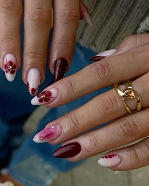 Shellac Nails Fall, Autumn Manicure, Kutek Disney, Wine Nails, Maroon Nails, October Nails, Nagel Tips, Simple Gel Nails, Smink Inspiration