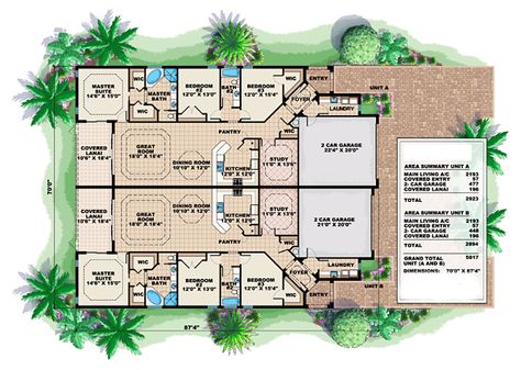 3 Bed Floor Plans, Multifamily House Plans, House Plans Courtyard, Multifamily House, Accessible Homes, 70’s House, Lotto Winner, Hotel Plans, In Law Apartment