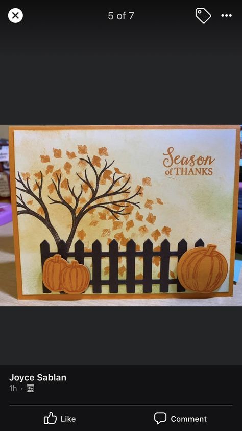 Autumn Themed Handmade Cards, Stampin Up Fall Fest Cards, Easy Fall Cards To Make, Thanksgiving Hand Made Cards, Fall Card Ideas Diy, Homemade Fall Cards, Autumn Cards Handmade Ideas, Handmade Thanksgiving Cards, Fall Card Ideas