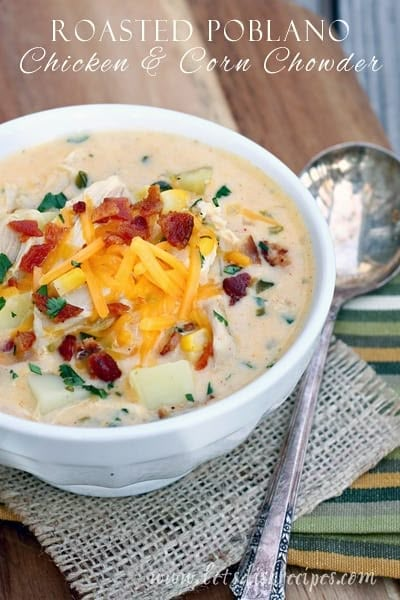 Loaded Baked Potato Soup Recipe, Poblano Chicken, Cauliflower Chowder, Baked Potato Soup Recipe, Chicken Chowder, Chicken Corn Chowder, Loaded Baked Potato Soup, Iowa Girl Eats, Baked Potato Soup