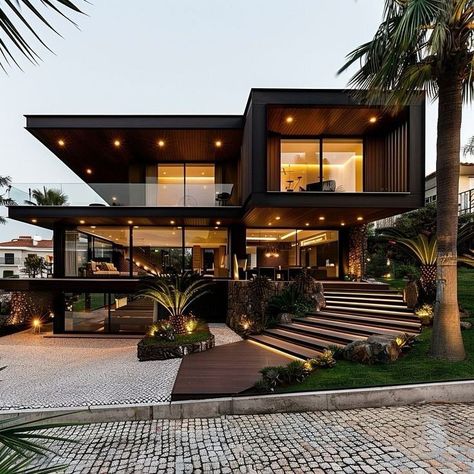 Modern Dream House Exterior, Modern Penthouse Exterior, Houses Modern Exterior, Dream House Exterior Modern Luxury, Luxury Homes Dream Houses Modern, Penthouse Outside, Luxury Modern Homes Exterior, Home Outside Design, Modern House Aesthetic