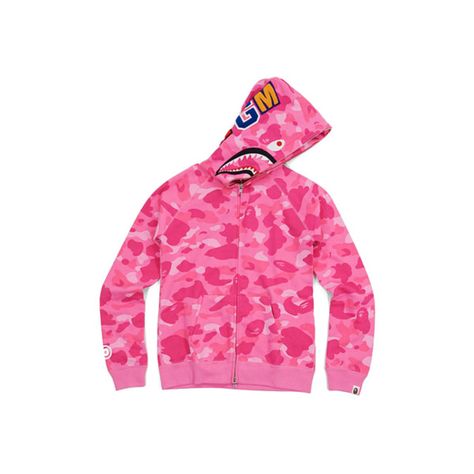 BAPE PINK CAMO SHARK HOODIE WOMENS featuring polyvore Pink Bape Jacket, Pink Bape Hoodie, Flow Drip, Bape Pink, Bape Sweater, Bape Shark Hoodie, Bape Jacket, Berkshire Blanket, Bape Shark