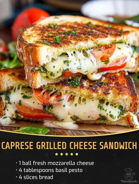 Bacon Grilled Cheese Recipes, Healthy Grilled Cheese, Caprese Grilled Cheese, Grilled Cheese Sandwich Recipe, Cheese Sandwich Recipe, Mozzarella Sandwich, Caprese Sandwich, Bacon Grilled Cheese, Grill Cheese Sandwich Recipes