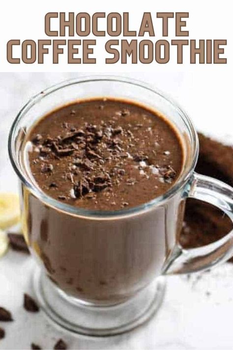 This Chocolate Banana Coffee Smoothie is the perfect treat when you are trying to eat healthy but still have a sweet tooth! It's packed with protein and Vitamin C too so no guilt trip required! Chocolate Coffee Smoothie, Coffee Smoothie Healthy, Coffee Breakfast Smoothie, Coffee Protein Smoothie, Coffee Smoothie Recipes, Protein Smoothies, Coffee Smoothie, Breakfast Coffee, Healthy Treat