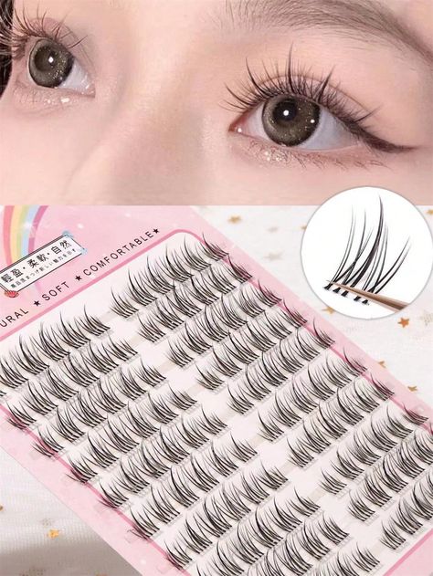 Collar  Synthetic Fiber  Fairy Hair,Single Dense Row Planting Embellished   Beauty Tools Eyelashes Aesthetic, Diy Eyelash Extensions, Fairy Hair, Individual Eyelashes, Curling Eyelashes, Lashes Beauty, Individual Lashes, Aesthetic Things, Faux Mink Lashes