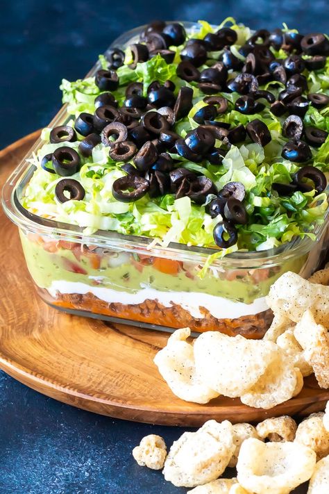 7 Layer Taco Dip (Low-Carb / Keto / Bean Free) — Cast Iron Keto Taco Layer Dip, Taco Dip With Meat, Seven Layer Taco Dip, Keto Dip, Layer Taco Dip, 7 Layer Taco Dip, Keto Dips, 7 Layer Dip Recipe, Low Carb Taco