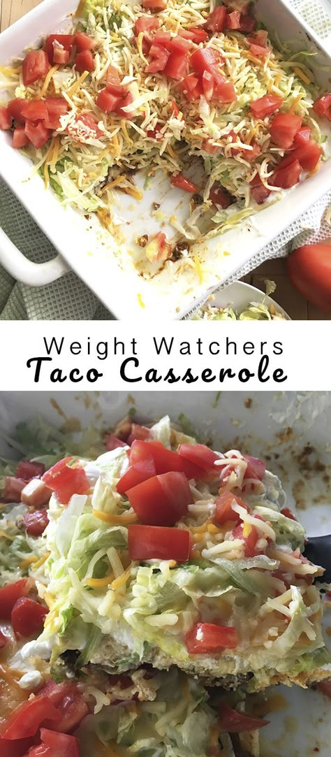 Ww Taco Recipes, Ww Walking Taco Casserole, Low Carb Taco Casserole Ground Beef, Weight Watchers Taco Bake, Weight Watchers Walking Taco Casserole, Weight Watchers Taco Casserole, Ww Taco Casserole, Weight Watcher Meal Plans, Crock Pot Meals Easy