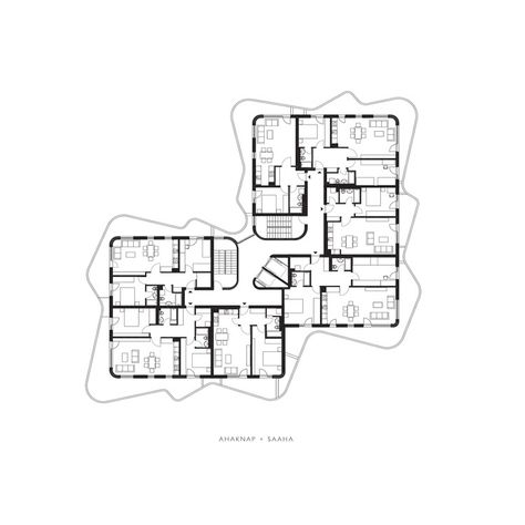 Residential Building Plan, Social Housing Architecture, Apartment Floor Plan, Interior Design Presentation, Apartment Floor Plans, Architecture Design Drawing, Apartment Architecture, Building Plan, Apartment Plans