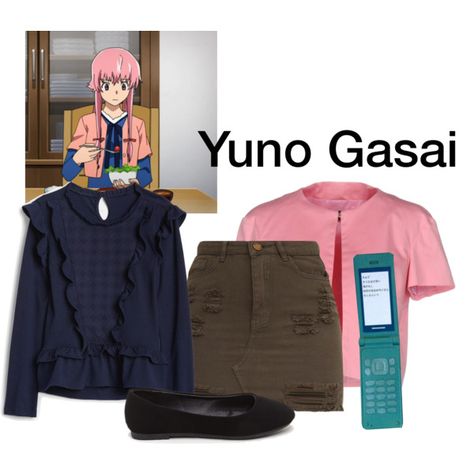 The Future Diary, Gasai Yuno, Future Diary, Yuno Gasai, Polyvore Outfits, Polyvore Set, Cute Fashion, Cosplay Costumes, The Future