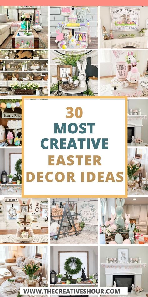 Embrace the season with DIY Easter decor ideas that transform your home and office. This collection of easy crafts is inspired by the freshness of spring and the joy of Easter. Learn how to create delightful decorations for the table, living room, and even outdoor areas. Whether you're a fan of farmhouse chic or prefer Christian motifs, these DIY dollar store projects are budget-friendly and perfect for adding a personal touch to your spaces. Christian Home Decor Diy, Dollar Store Projects, Spring Front Porch Decor, Diy Easter Decor, Crafts For The Home, Easter Decor Ideas, Happy Easter Banner, Dollar Store Diy Projects, Spring Decor Diy